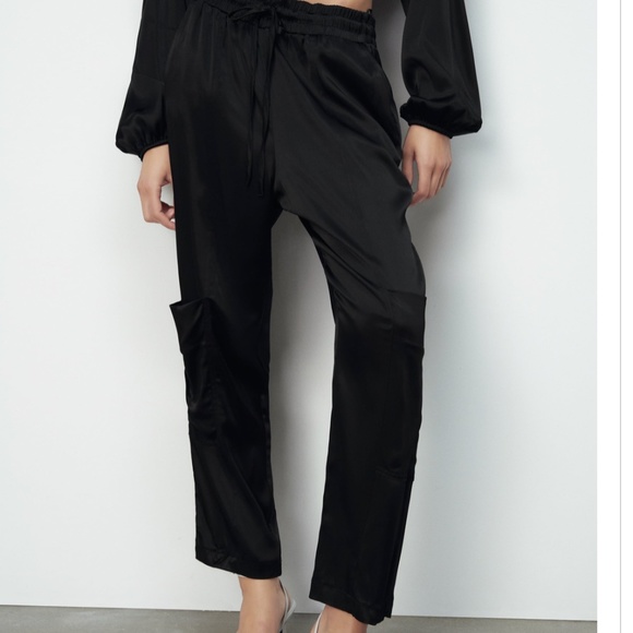 Zara Pants - Zara Satin Cargo Trousers